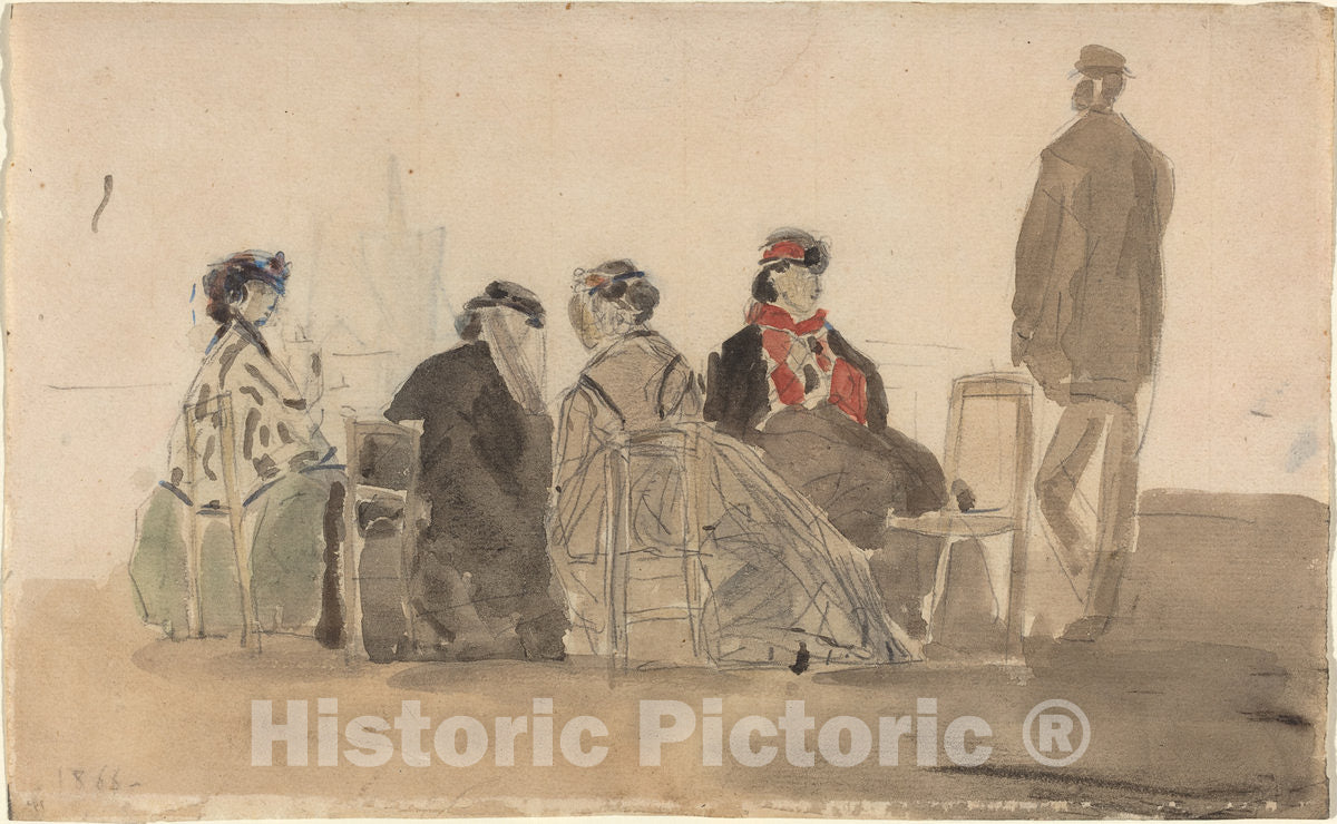 Art Print : EugÃ¨ne Boudin, Four Ladies Seated at Trouville, 1866 - Vintage Wall Art