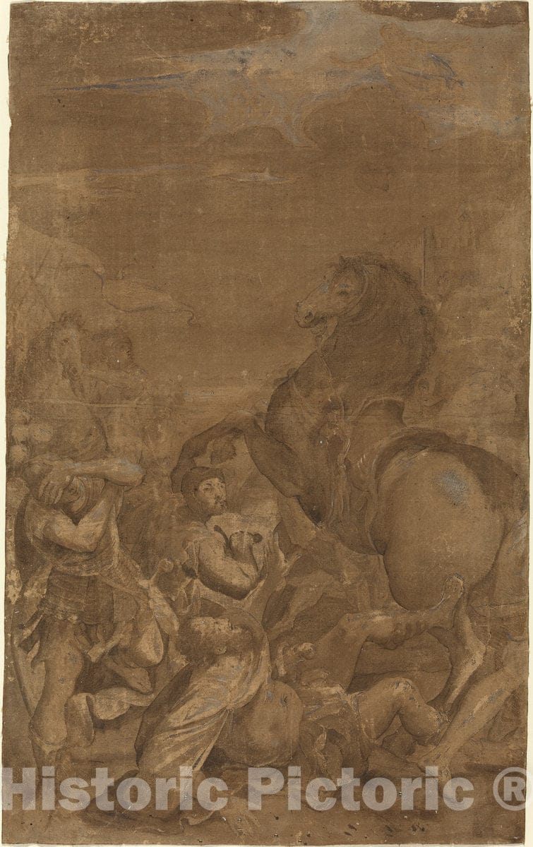 Art Print : Carracci, The Conversion of Saint Paul, 17th Century - Vintage Wall Art