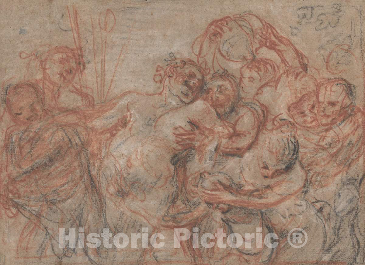 Art Print : Antoine Watteau, The March of Silenus [Recto], c.1716 - Vintage Wall Art