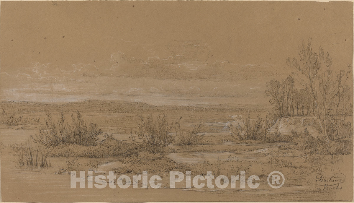 Art Print : Antoine Jean Duclaux, Landscape Near Vourlis, c. 1830 - Vintage Wall Art