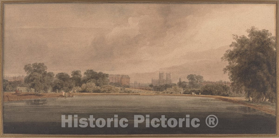 Art Print : Thomas Girtin, St. James' Park with a View of Westminster Abbey - Vintage Wall Art