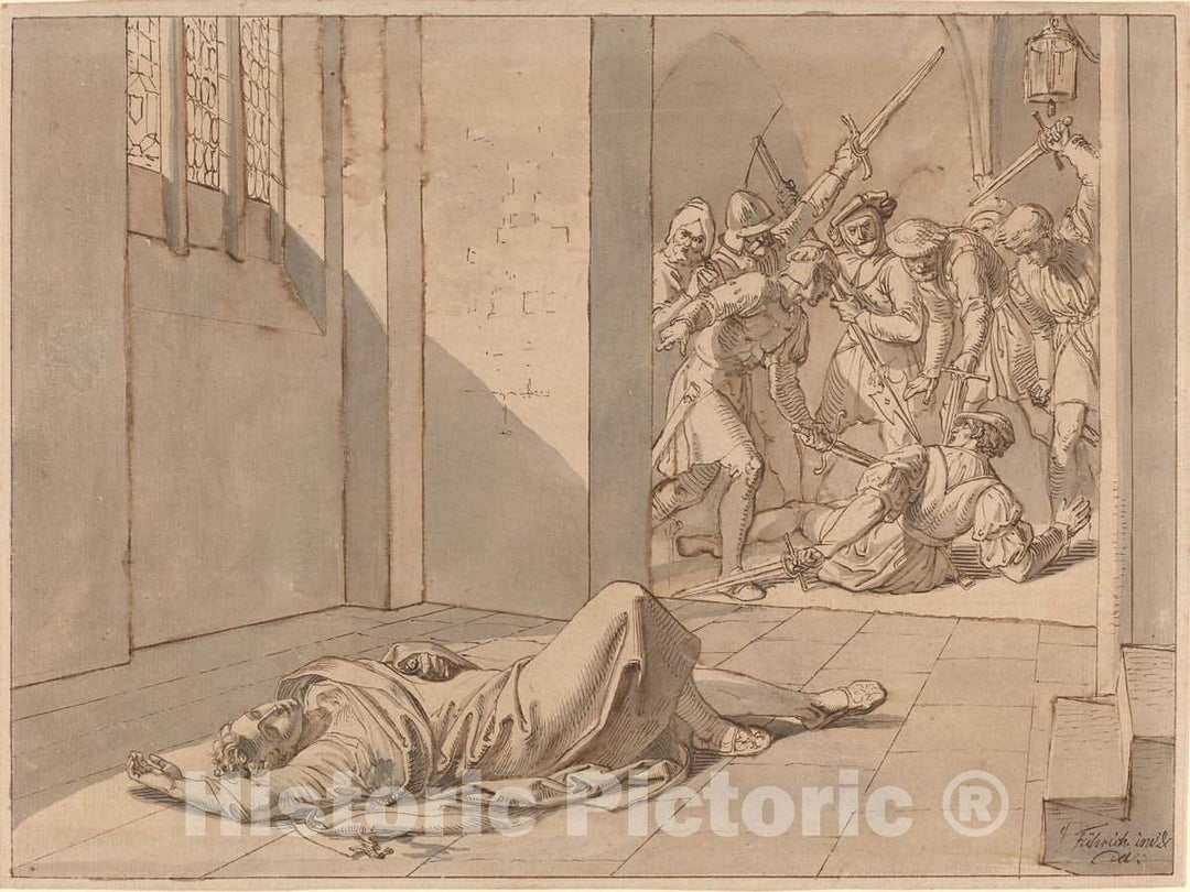 Art Print : Josef von FÃ¼hrich, The Assassination of King Wenzel III - Vintage Wall Art