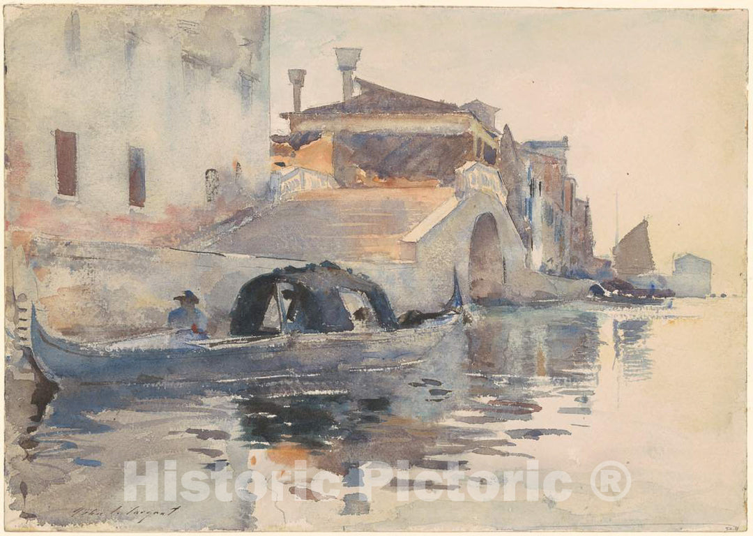 Art Print : John Singer Sargent, Ponte Panada, Fondamenta Nuove, Venice, c. 1880 - Vintage Wall Art