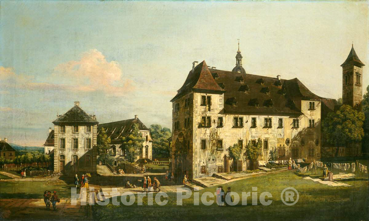 Art Print : Bernardo Bellotto, The Fortress of KÃ¶nigstein: Courtyard with The Magdalenenburg, 1756-1758 - Vintage Wall Art