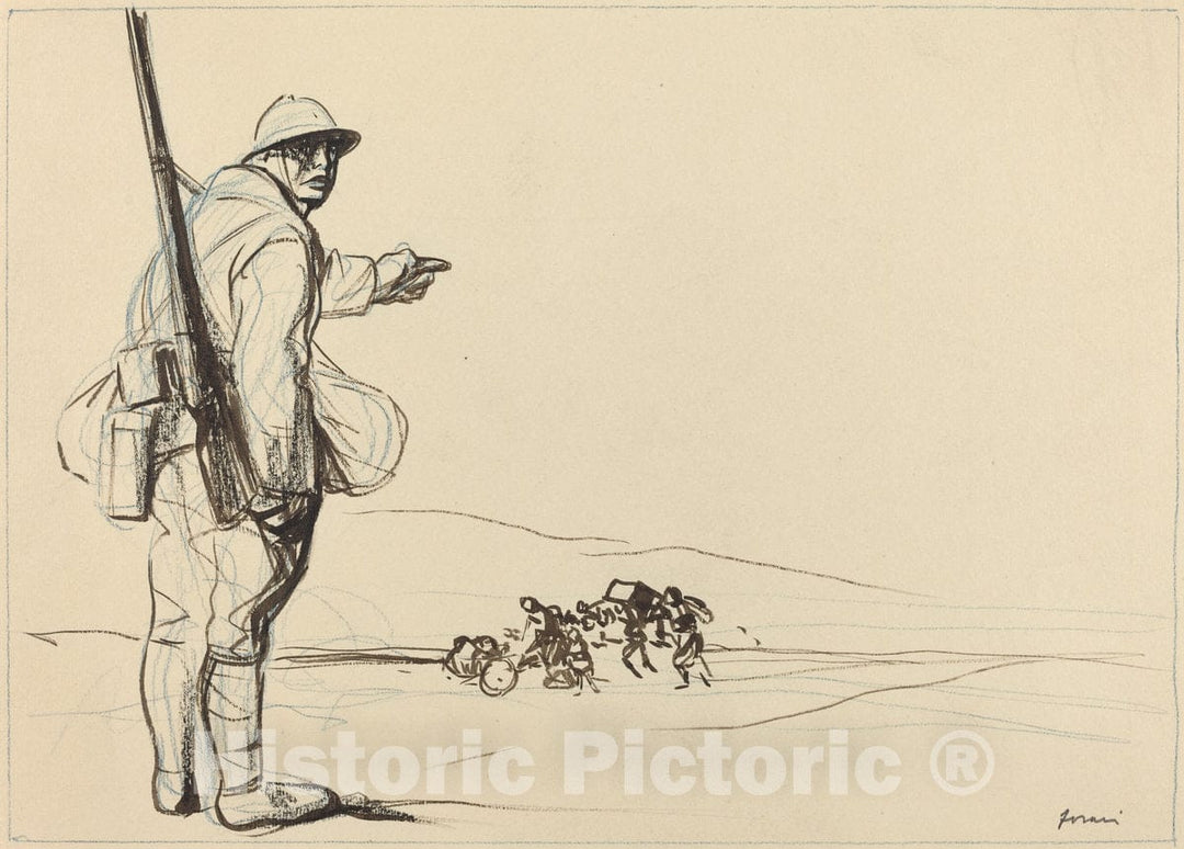 Art Print : Louis Forain, German Advance, c.1917 - Vintage Wall Art