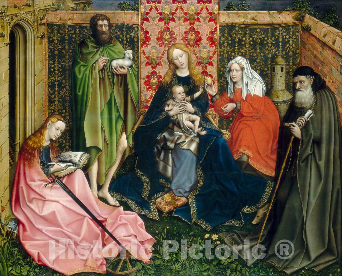 Art Print : Robert Campin, Madonna and Child with Saints in The Enclosed Garden, c.1450 - Vintage Wall Art