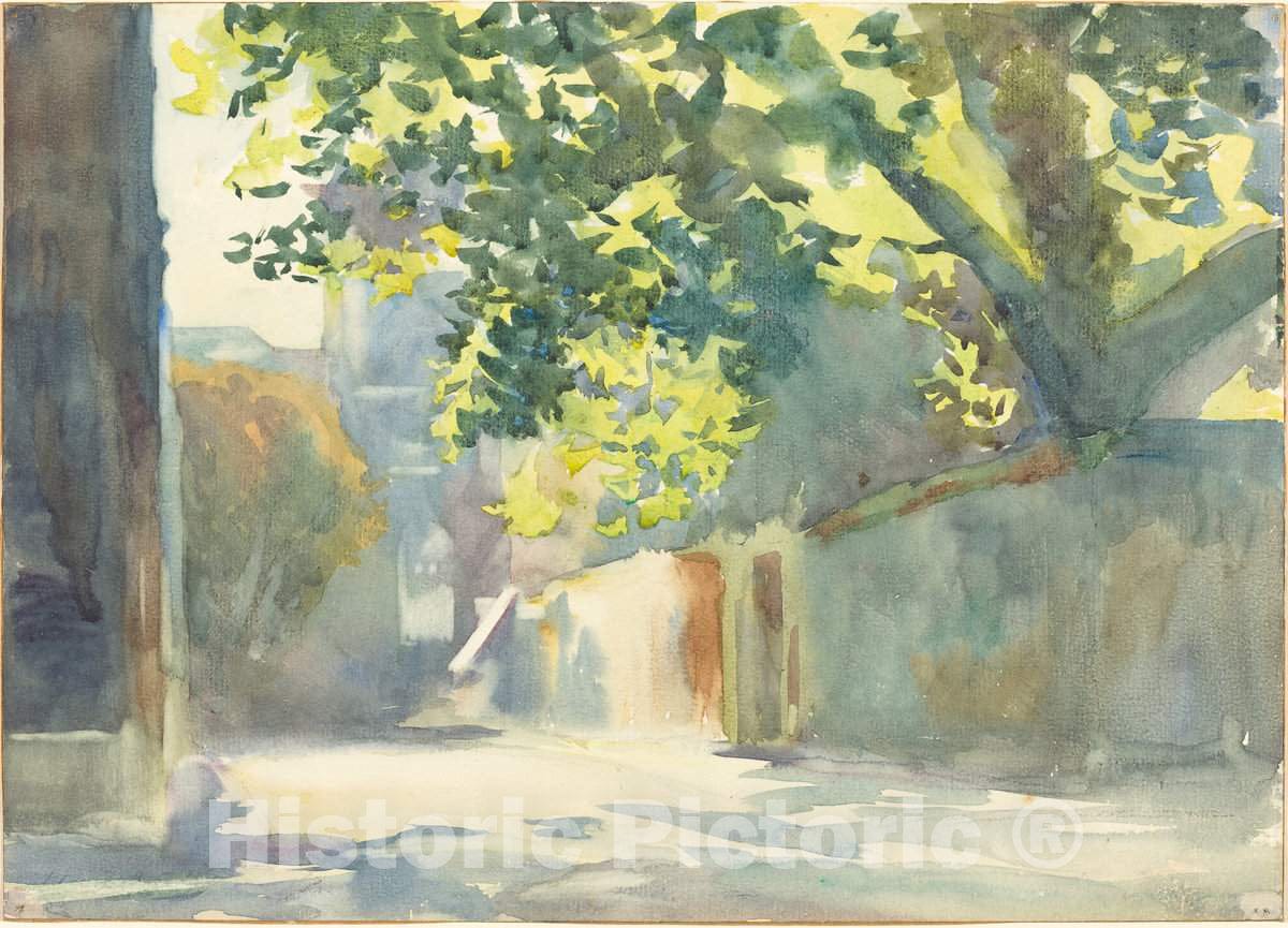 Art Print : John Singer Sargent, Sunlit Wall Under a Tree, c. 1913 - Vintage Wall Art