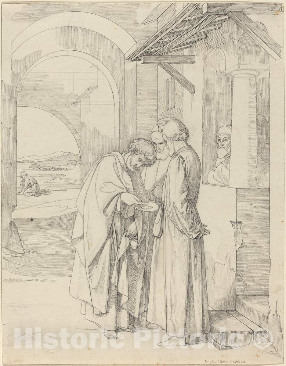 Art Print : Gustav Heinrich Naeke, Peter Paying The Temple Tax, c.1821 - Vintage Wall Art