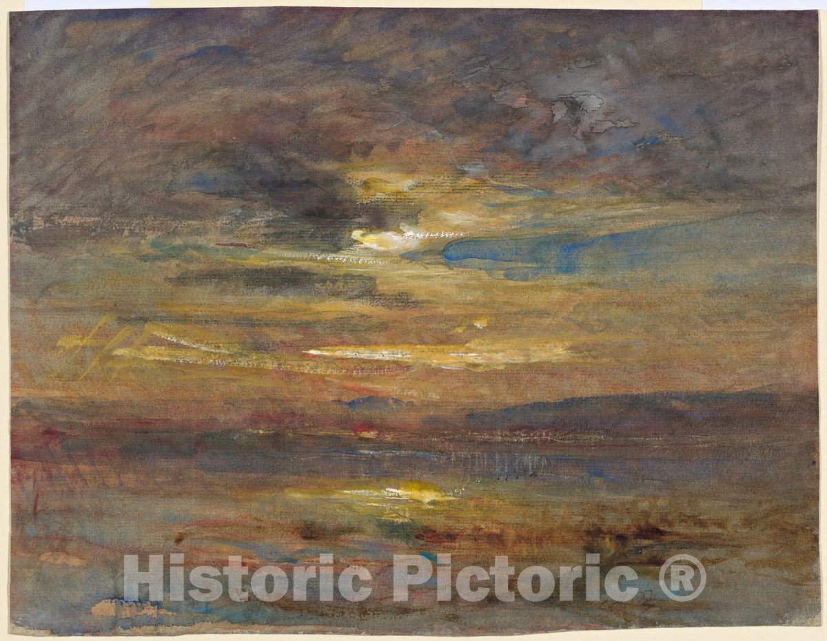 Art Print : FranÃ§ois-Auguste Ravier, Sunset Over a Pond, c. 1880 - Vintage Wall Art