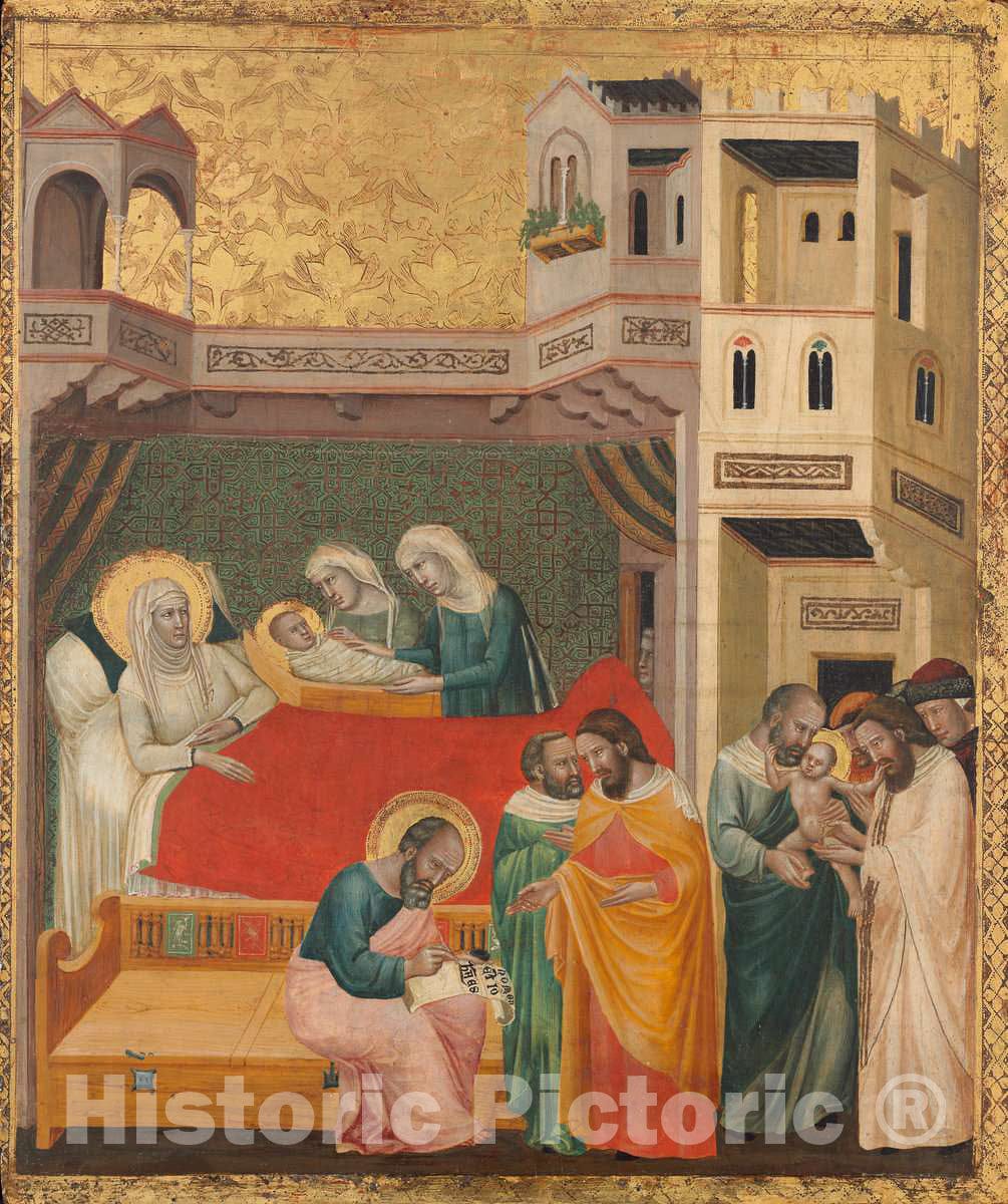 Art Print : Giovanni Baronzio, The Birth, Naming, and Circumcision of Saint John The Baptist, c. 1335 - Vintage Wall Art