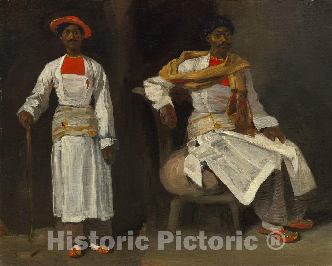 Art Print : EugÃ¨ne Delacroix, Two Studies of an Indian from Calcutta, Seated and Standing, c.1824 - Vintage Wall Art