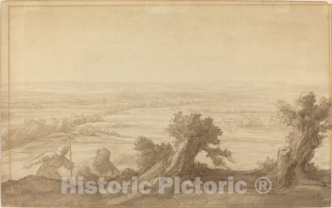 Art Print : Alphonse Legros, View Over Flat Country, 1906 - Vintage Wall Art