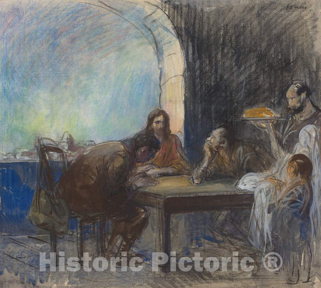 Art Print : Louis Forain, The Supper at Emmaus, c.1913 - Vintage Wall Art