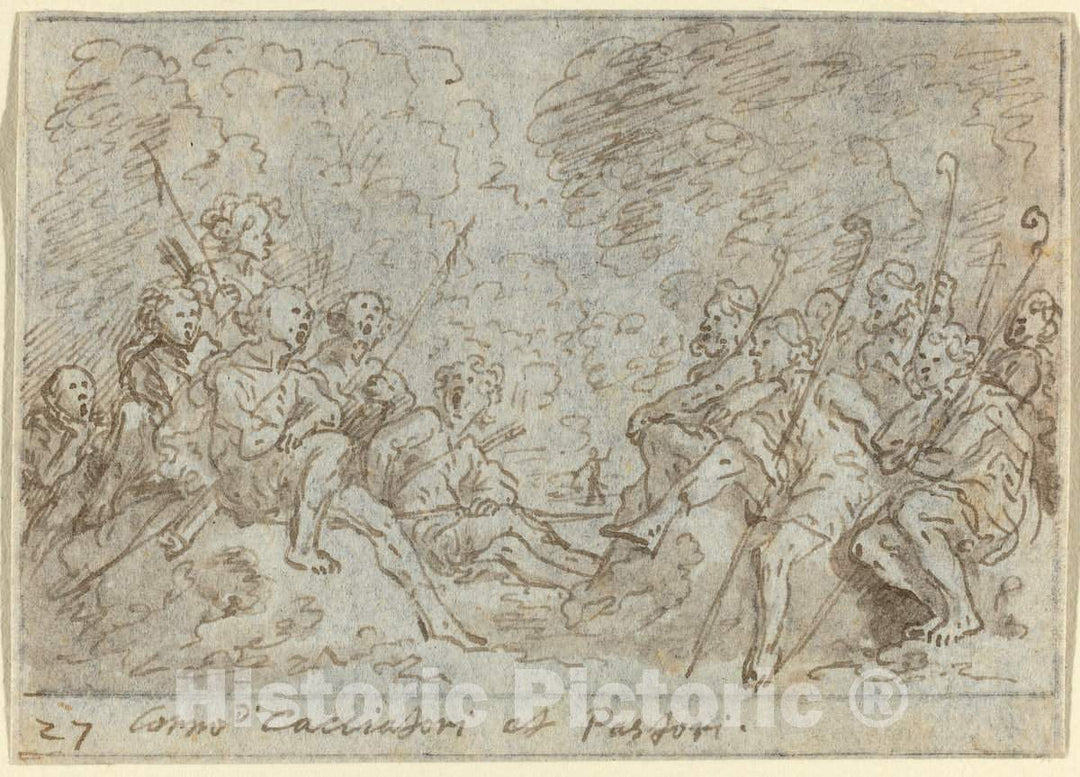 Art Print : Johann Wilhelm Baur, Chorus of Hunters and Shepherds, 1640 - Vintage Wall Art