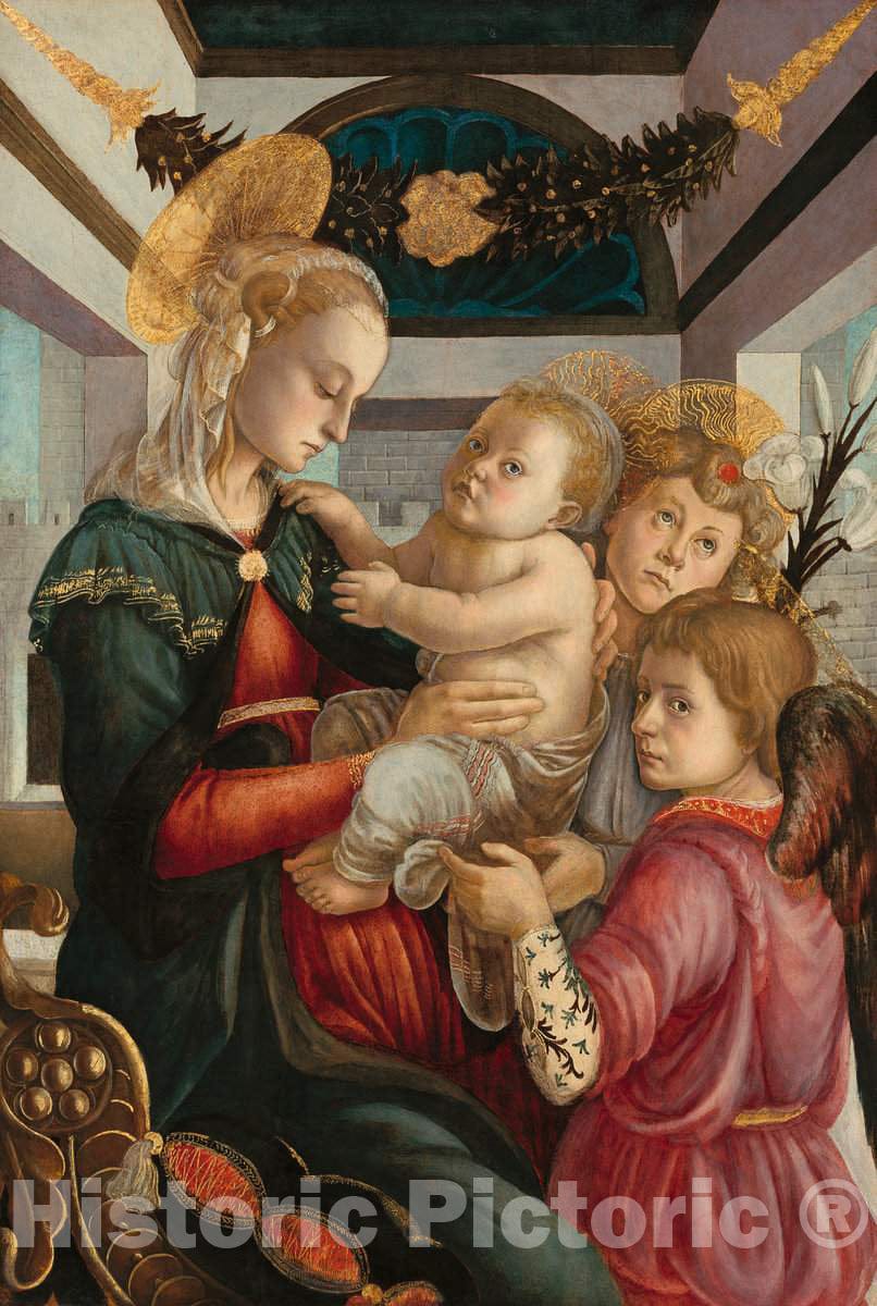 Art Print : Sandro Botticelli, Madonna and Child with Angels, c.1468 - Vintage Wall Art