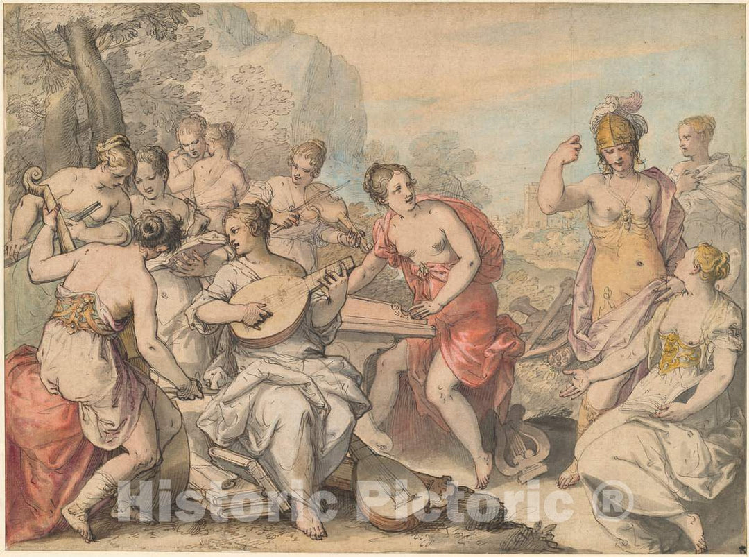 Art Print : Hans Rottenhammer, Minerva and The Muses, c. 1610 - Vintage Wall Art