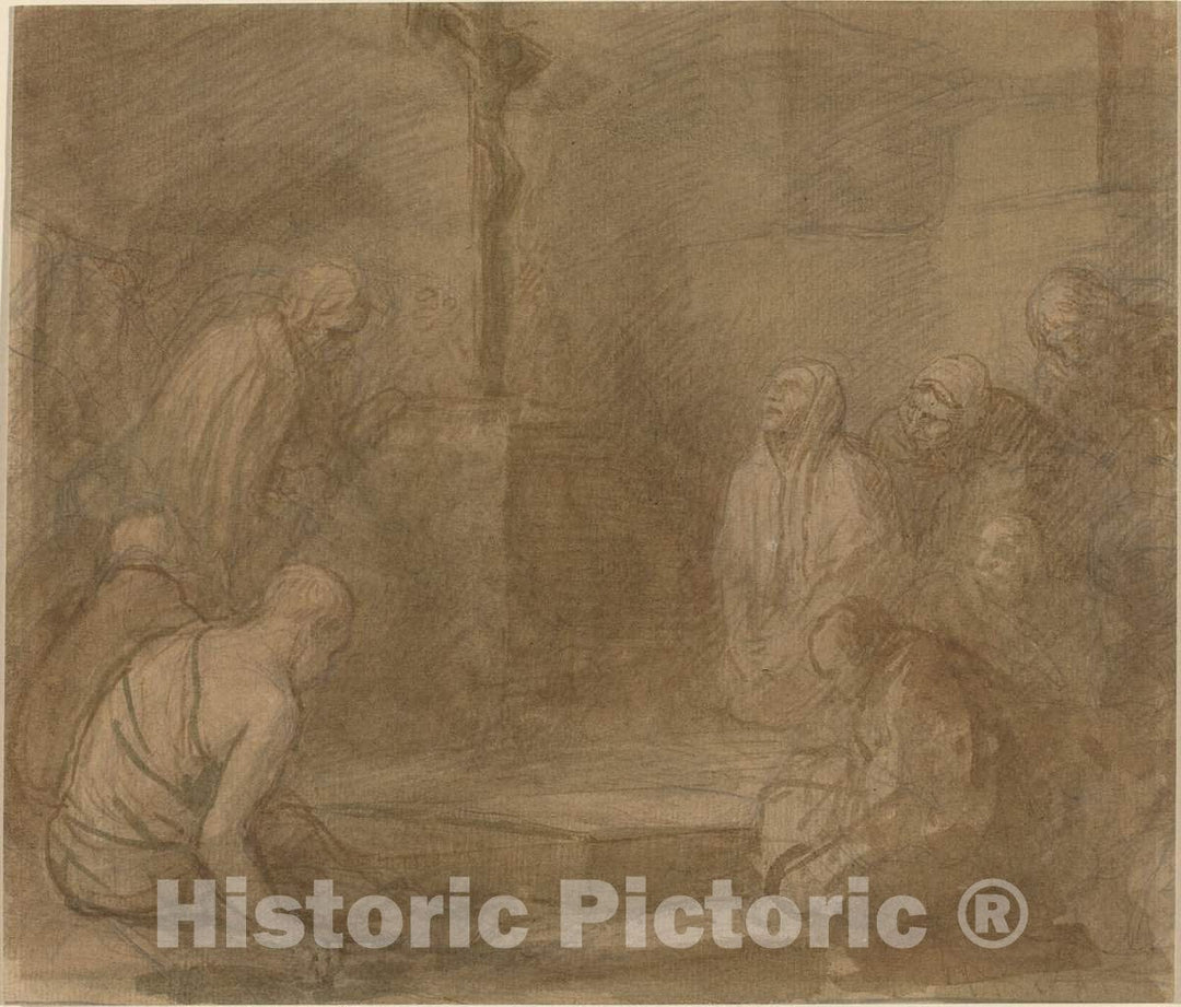 Art Print : Alphonse Legros, at The Foot of The Cross - Vintage Wall Art