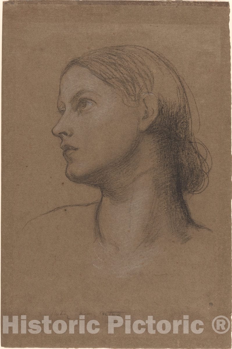 Art Print : George Frederic Watts, Head of a Young Woman, 1860s - Vintage Wall Art