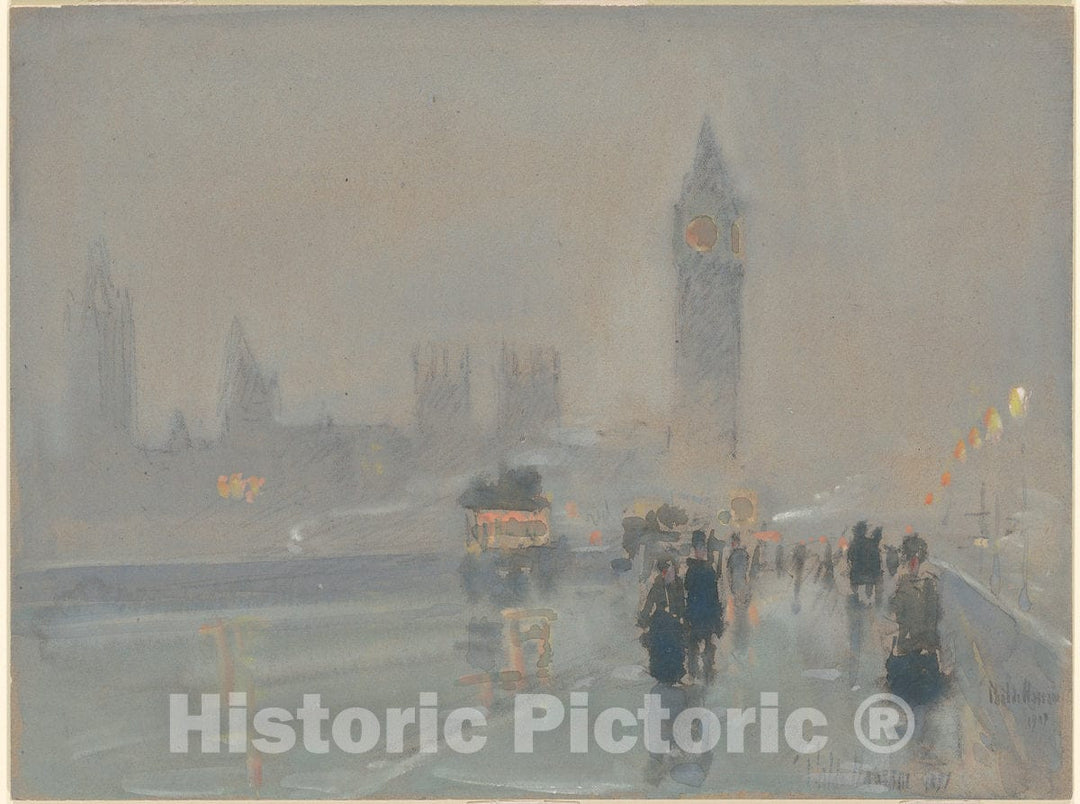 Art Print : Childe Hassam, Big Ben, 1897 and 1907 - Vintage Wall Art