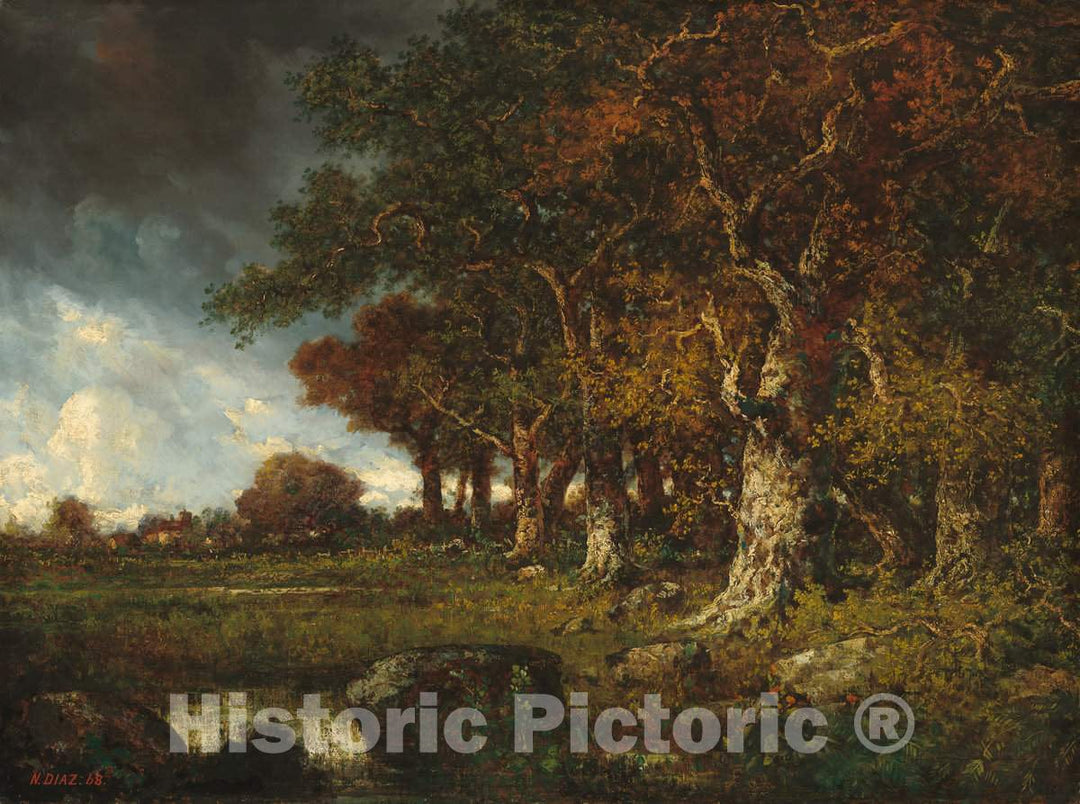 Art Print : Narcisse Diaz de la PeÃ±a, The Edge of The Forest at Les Monts-Girard, Fontainebleau, 1868 - Vintage Wall Art