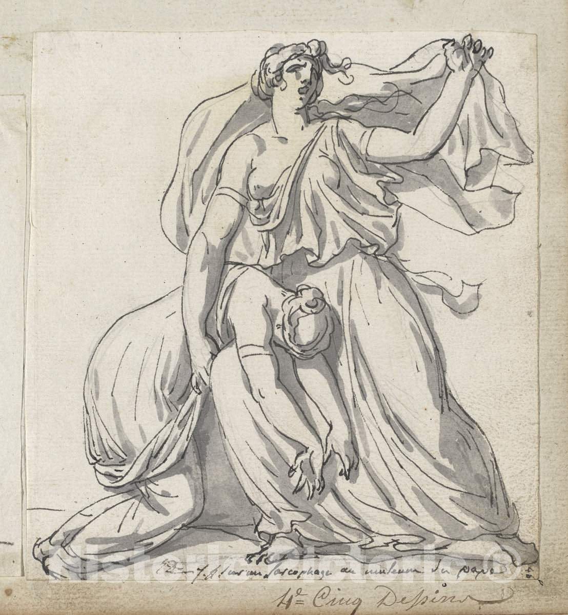 Art Print : Jacques-Louis David, Niobe and Her Daughter, c.1775 - Vintage Wall Art