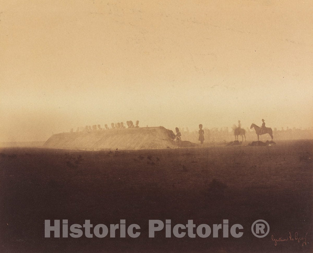 Art Print : Gustave Le Gray, Cavalry Maneuvers, Camp de ChÃ¢lons, 1857 - Vintage Wall Art