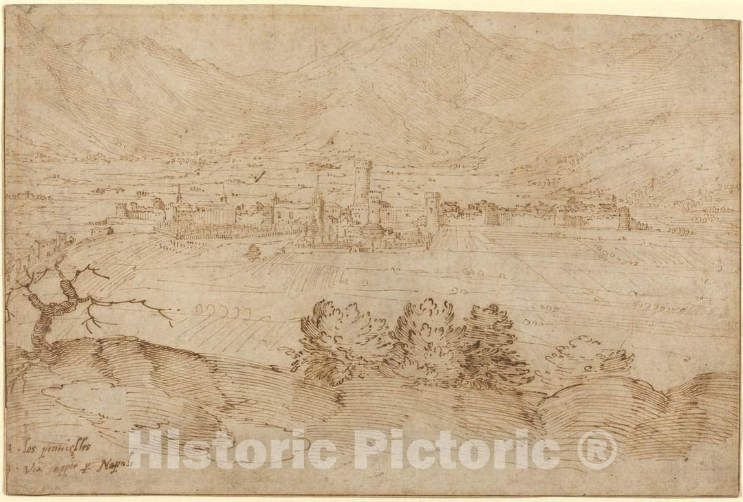 Art Print : Anonymous Fabriczy, View of Fondi, 16th Century - Vintage Wall Art