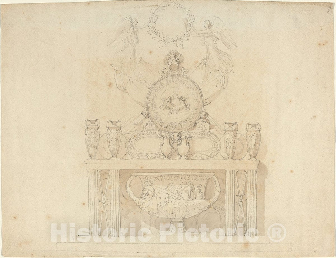 Art Print : John Flaxman, Study for Decorations of Buckingham Palace - Vintage Wall Art