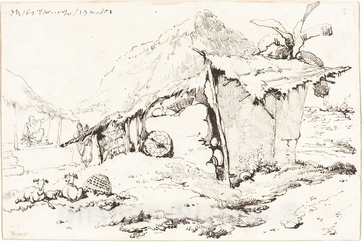 Art Print : George Chinnery, A Village Hut in India [Recto], c.1819 - Vintage Wall Art