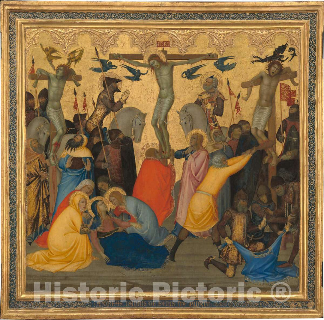 Art Print : Vanni, Scenes from The Passion of Christ: The Crucifixion [Middle Panel], 1380s - Vintage Wall Art