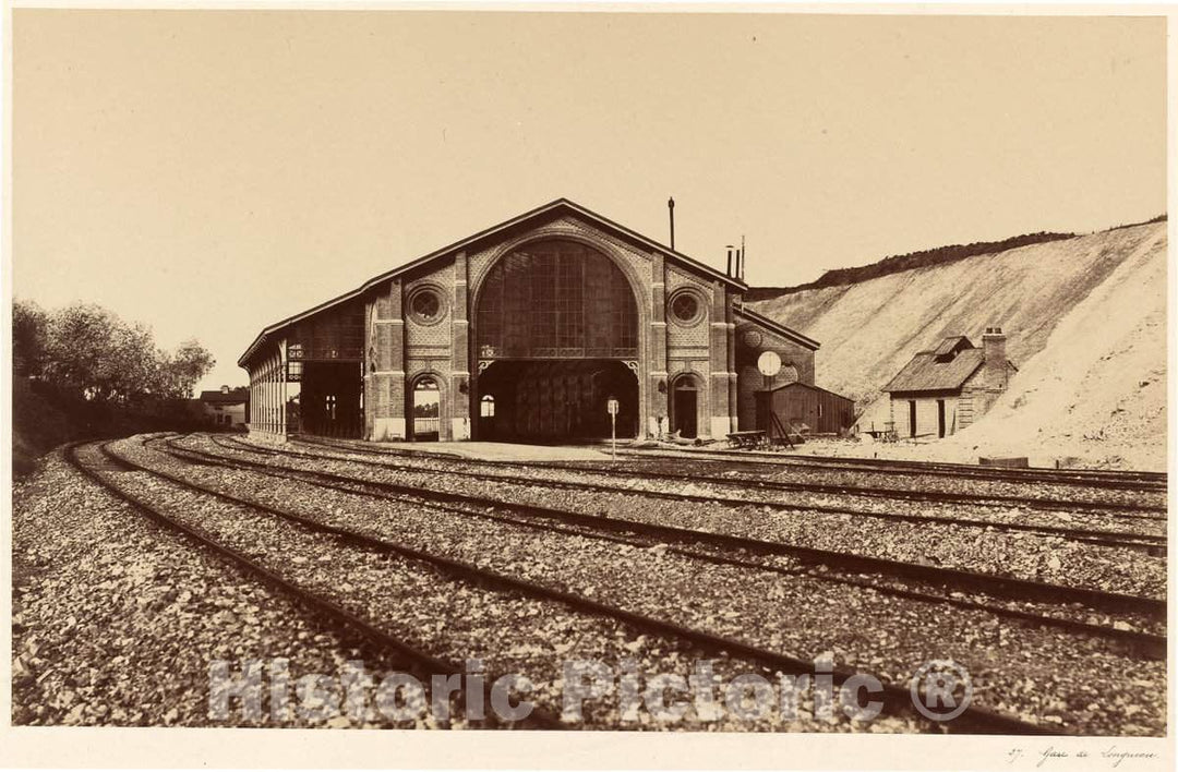 Art Print : Ã‰douard-Denis Baldus, Gare de Longueau, 1855 - Vintage Wall Art