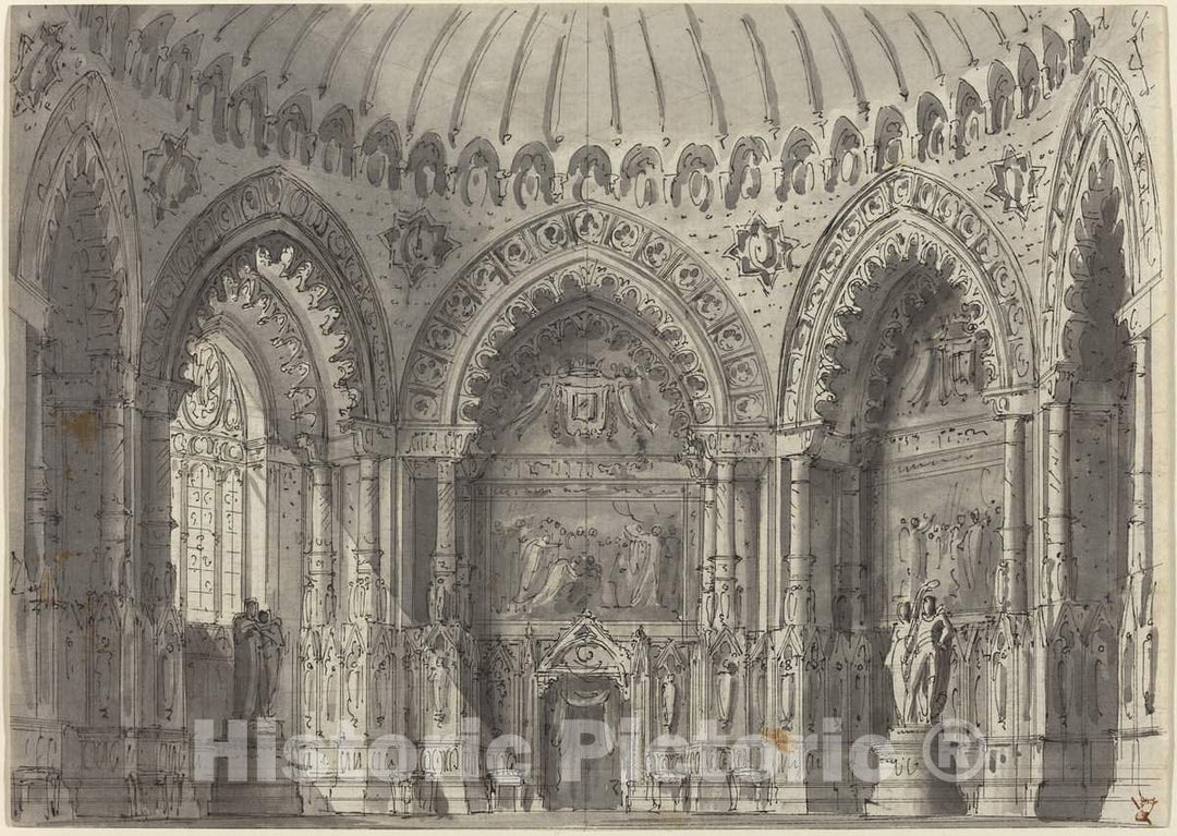 Art Print : Gasparo Galliari, Rotunda in Gothic Style - Vintage Wall Art