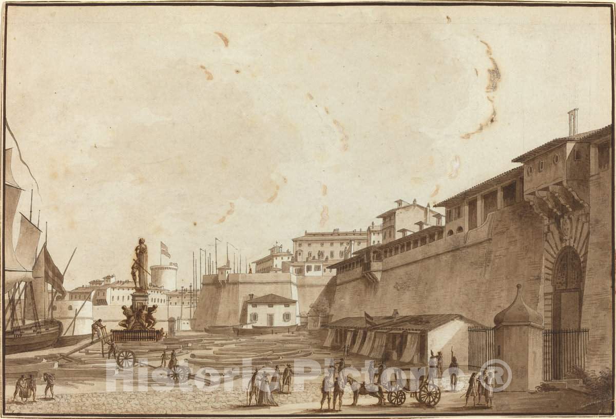 Art Print : Angelo Uggeri, View of Livorno - Vintage Wall Art