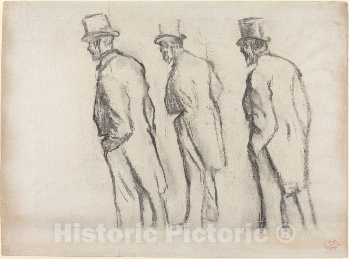 Art Print : Edgar Degas, Three Studies of Ludovic HalÃ©vy Standing, c. 1880 - Vintage Wall Art