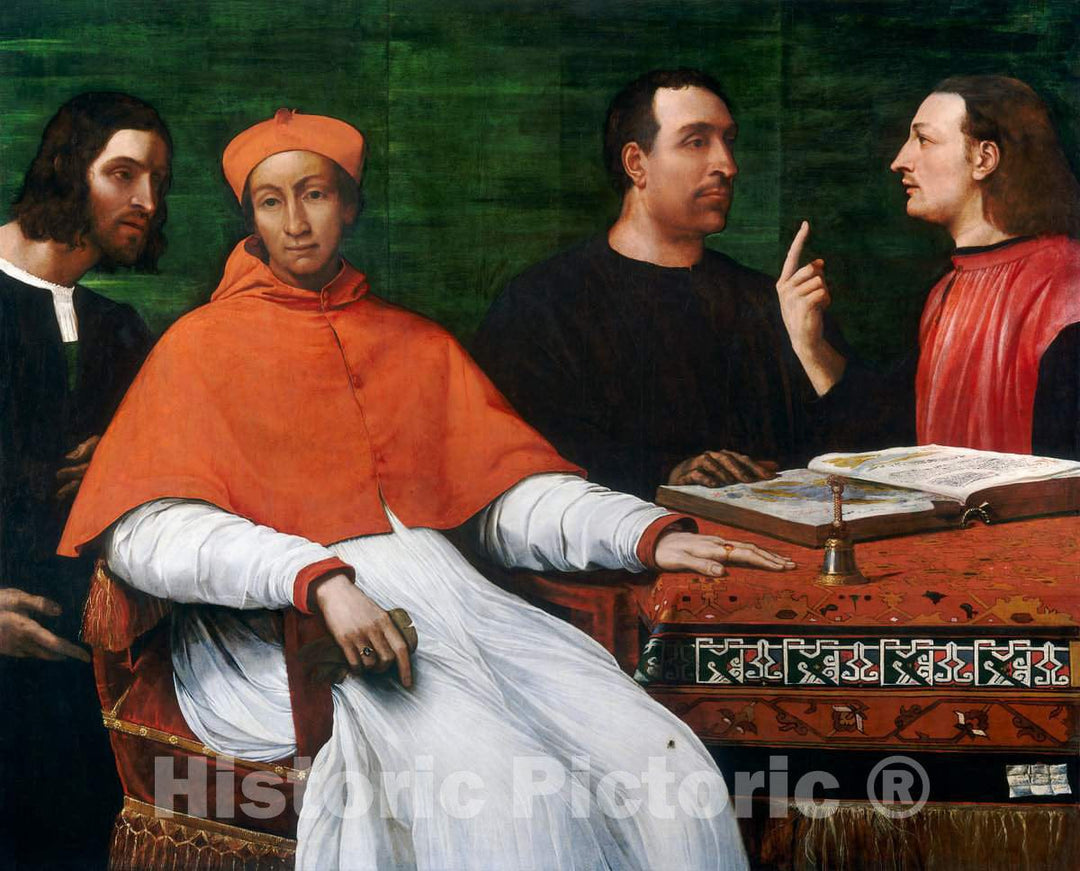 Art Print : Sebastiano del Piombo, Cardinal Bandinello Sauli, His Secretary, and Two Geographers, 1516 - Vintage Wall Art