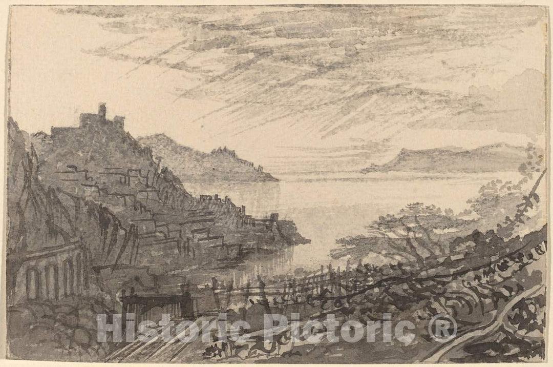 Art Print : Edward Lear, View of a Bay from a Hillside (Amalfi), c.1885 - Vintage Wall Art