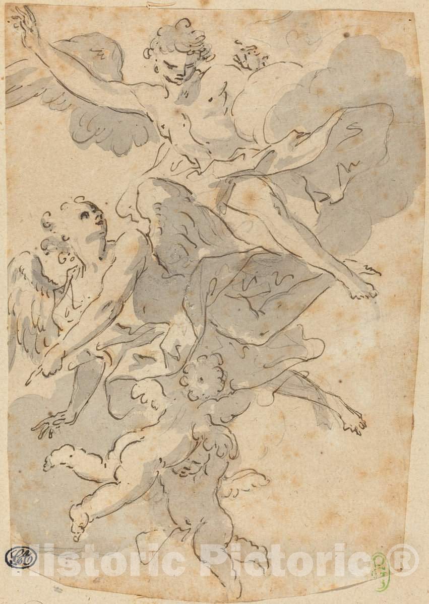 Art Print : Giovanni Battista Crosato, Angels and Putti - Vintage Wall Art