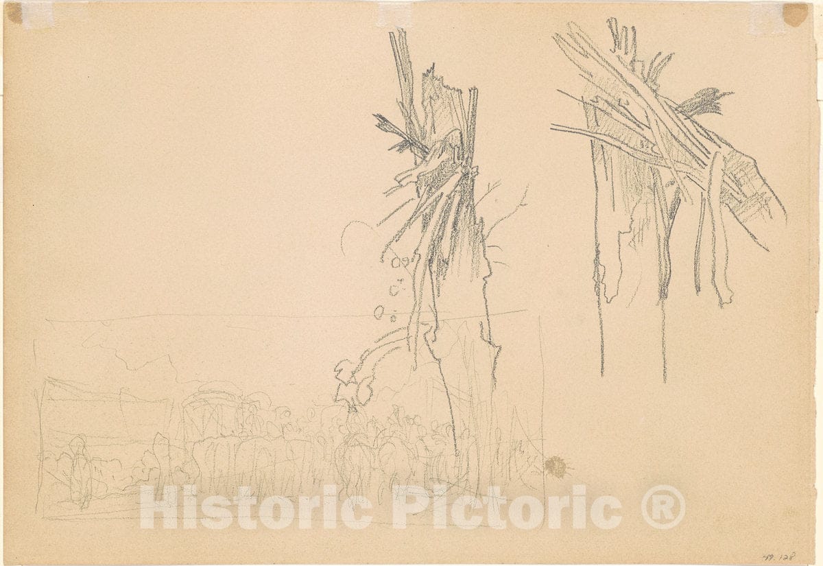 Art Print : John Singer Sargent, Two Shattered Trees; and Study for The Road [Verso], 1918 - Vintage Wall Art