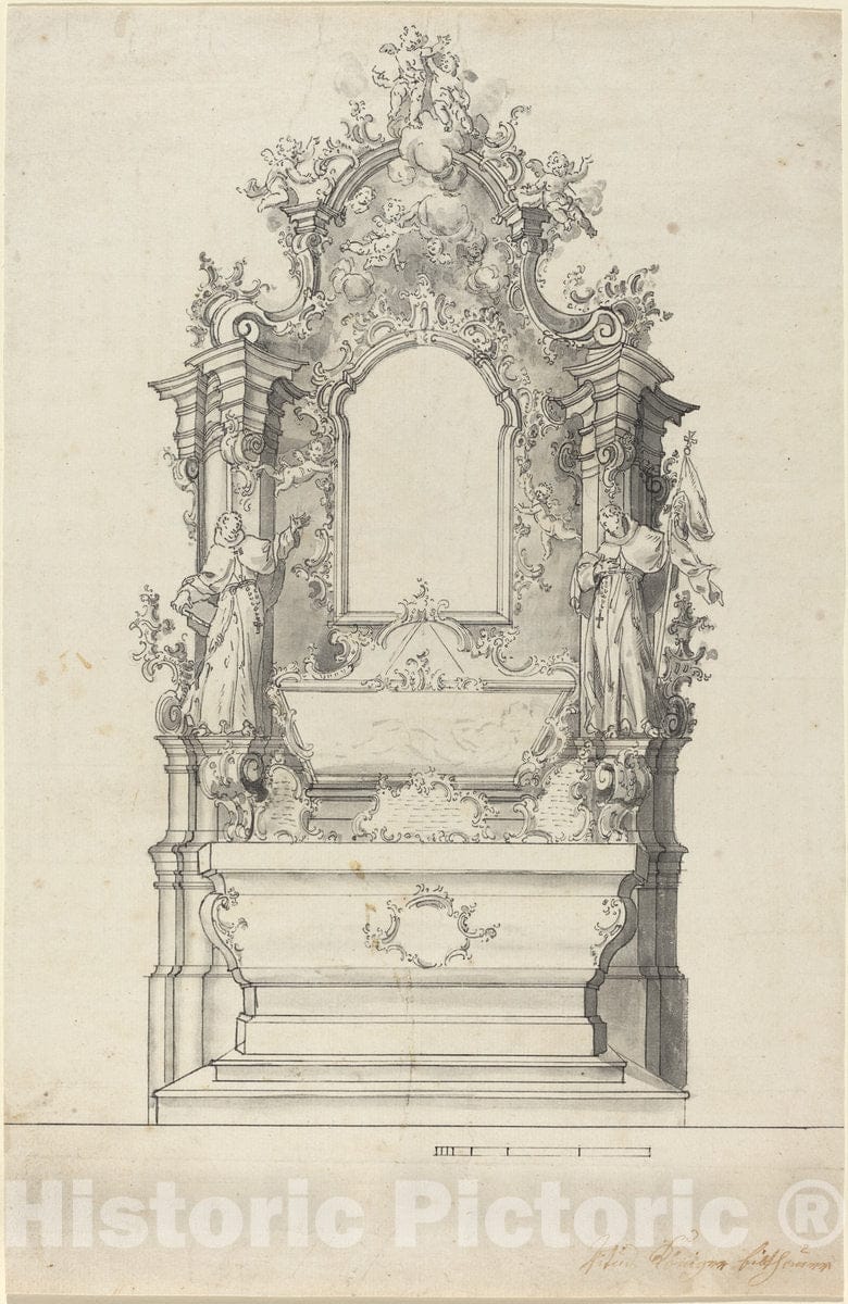 Art Print : Veit KÃ¶niger, Rococo Altar with a Reliquary Tomb, 1760s - Vintage Wall Art