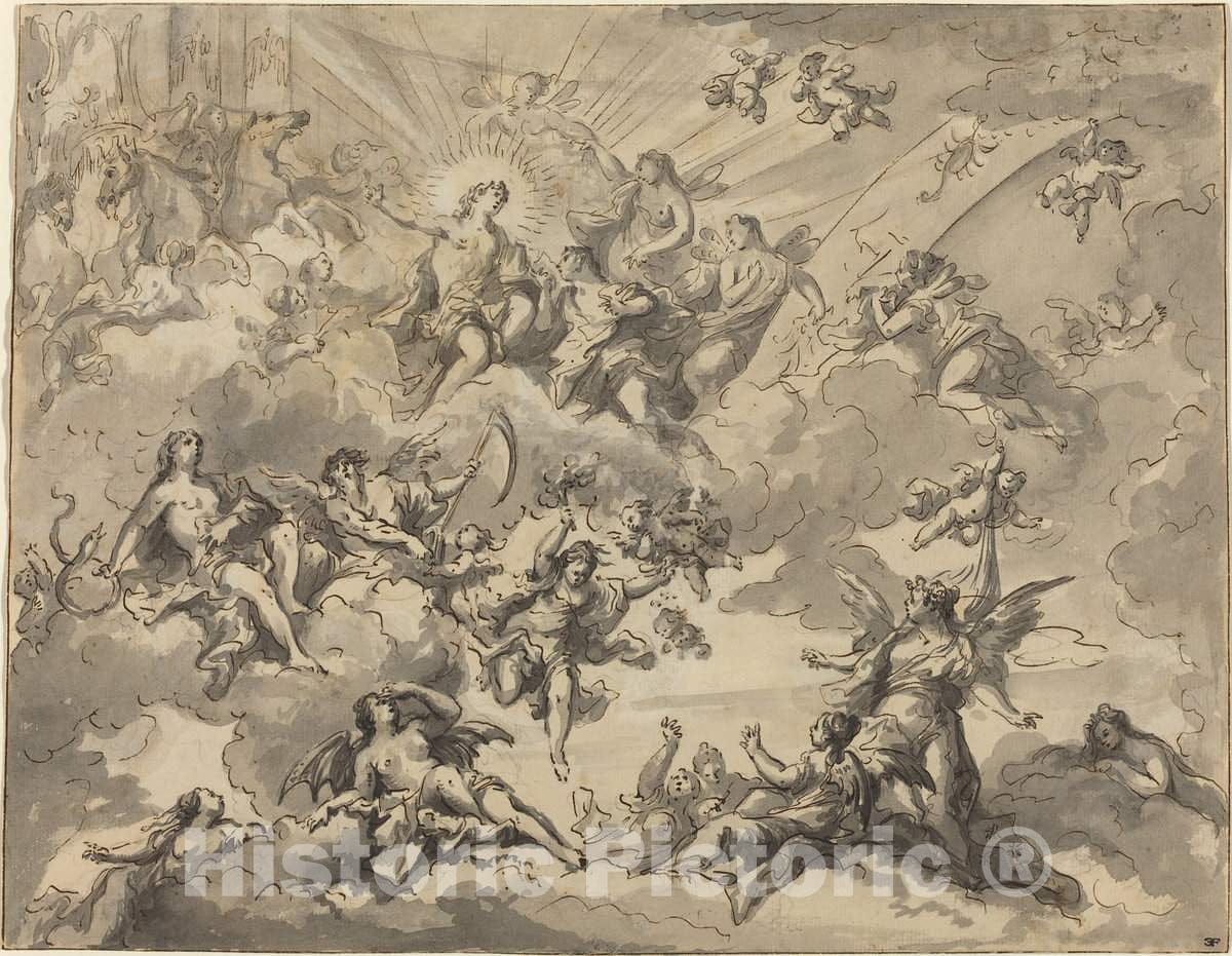 Art Print : Giuseppe Valeriani, Apollo and The Muses - Vintage Wall Art