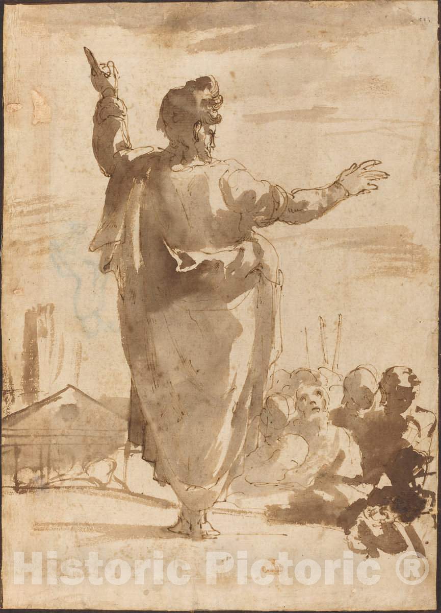 Art Print : Agostino Carracci, Saint Paul Preaching - Vintage Wall Art