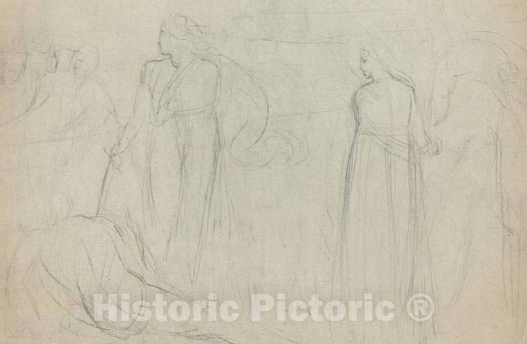 Art Print : William Blake, Sketch of a Swordsman Standing Over His Defeated Opponent [Verso], c.1783 - Vintage Wall Art