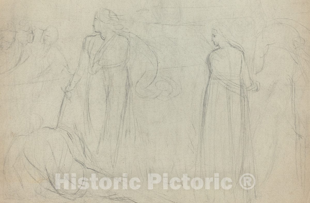 Art Print : William Blake, Sketch of a Swordsman Standing Over His Defeated Opponent [Verso], c.1783 - Vintage Wall Art