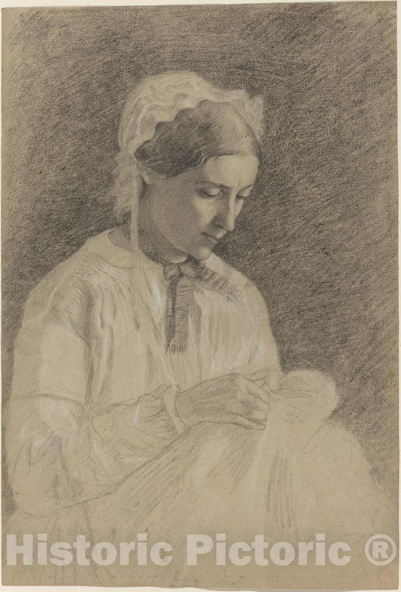 Art Print : Edgar Degas, Woman Embroidering, c.1858 - Vintage Wall Art