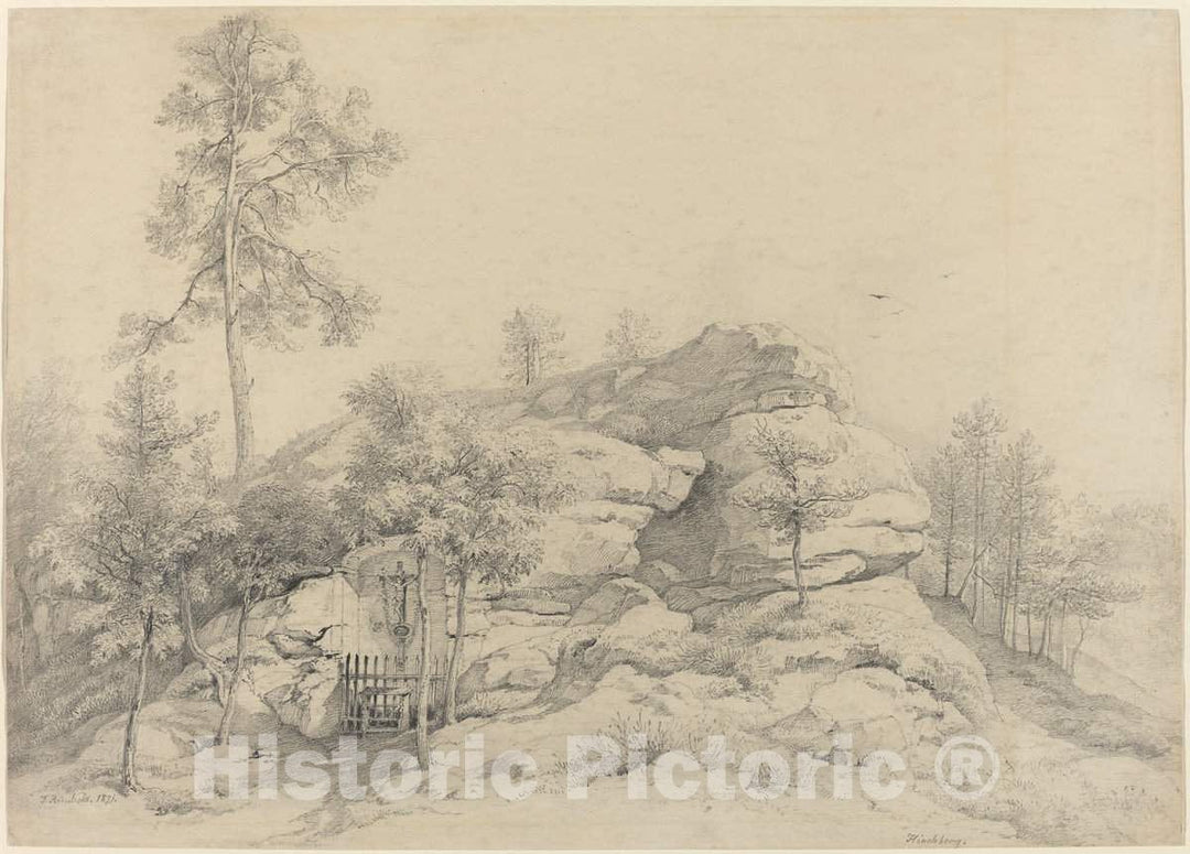 Art Print : Friedrich Philipp Reinhold, A Wayside Shrine Carved into a Rocky Tor, 1821 - Vintage Wall Art