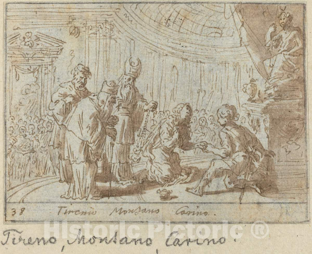 Art Print : Johann Wilhelm Baur, Tirenio, Montano and Carino, 1640 - Vintage Wall Art