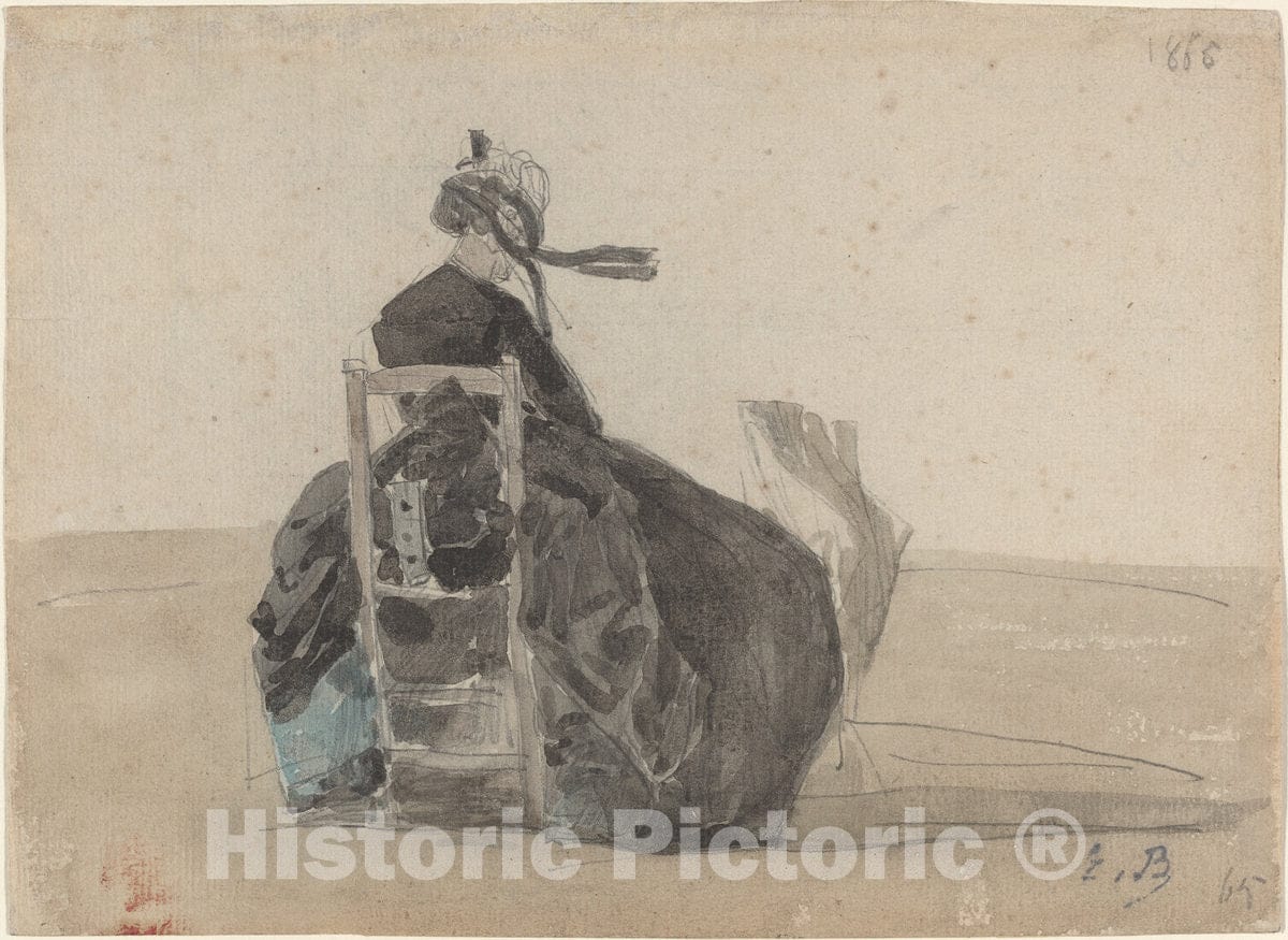 Art Print : EugÃ¨ne Boudin, Seated Lady in Black, Trouville, 1865 - Vintage Wall Art