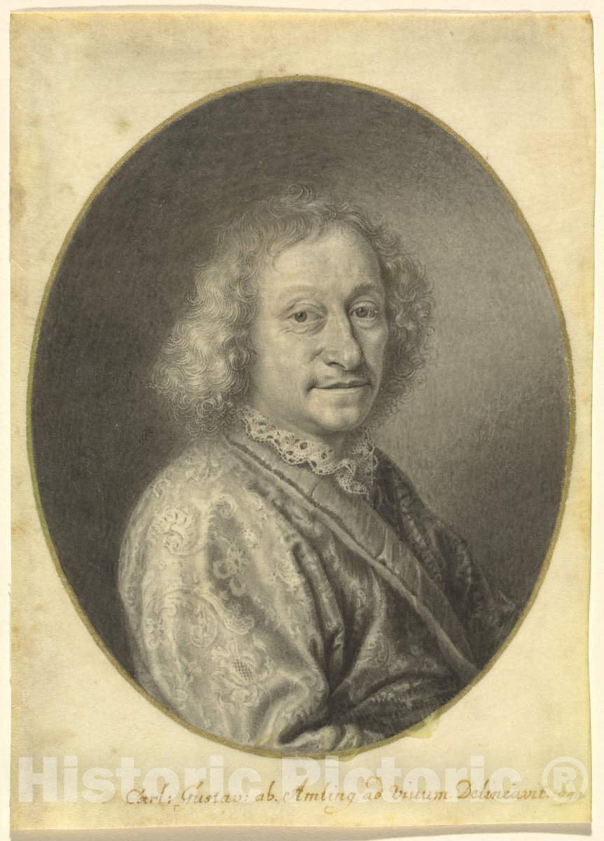 Art Print : Carl Gustav Amling, Portrait of a Gentleman, 1690 - Vintage Wall Art