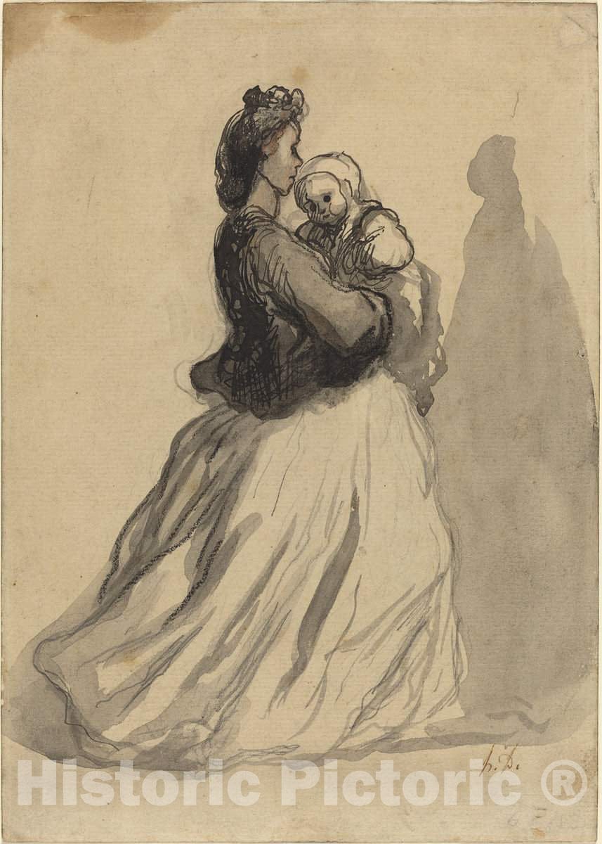 Art Print : HonorÃ© Daumier, Mother and Baby - Vintage Wall Art