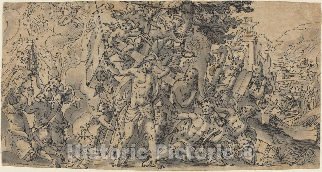 Art Print : Georg Pecham, The Way of Salvation, c. 1595 - Vintage Wall Art